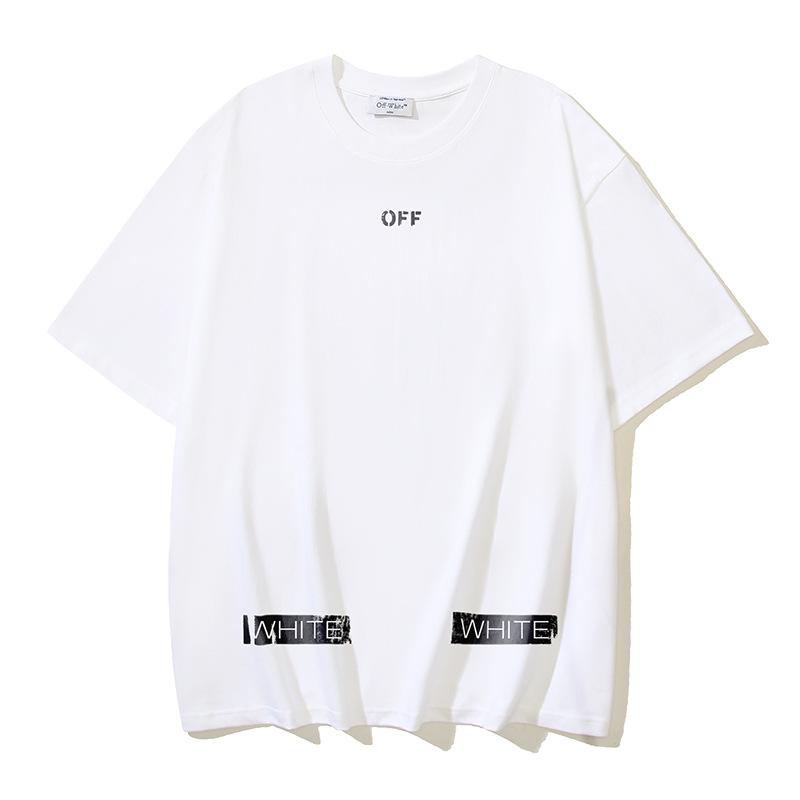 Off-White 2025 Summer New OW Dissolved Zebra Stripe Printed Short Sleeved T-shirt for Men and Women