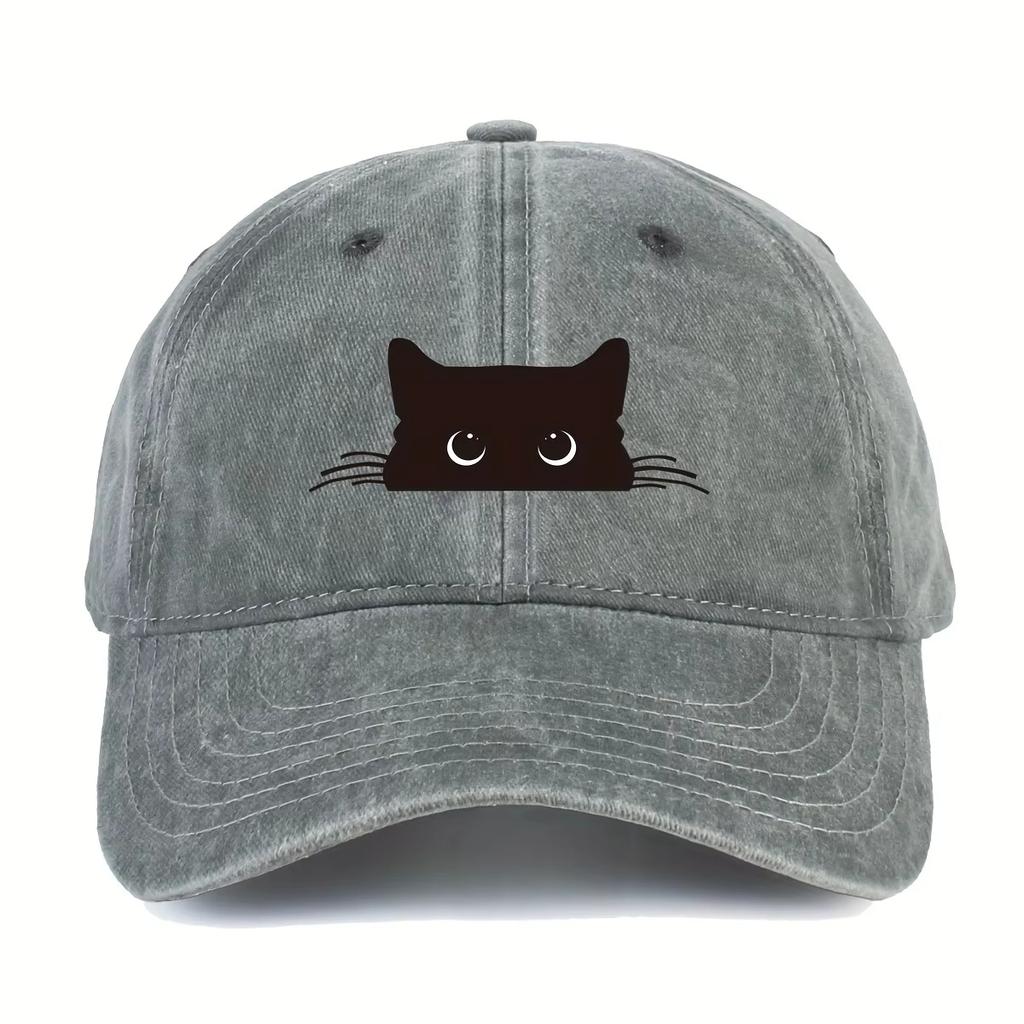 Black Cat Washed Soft Top Baseball Cap Unisex Summer Sunshade Fashion Outdoor Hat for Men And Women