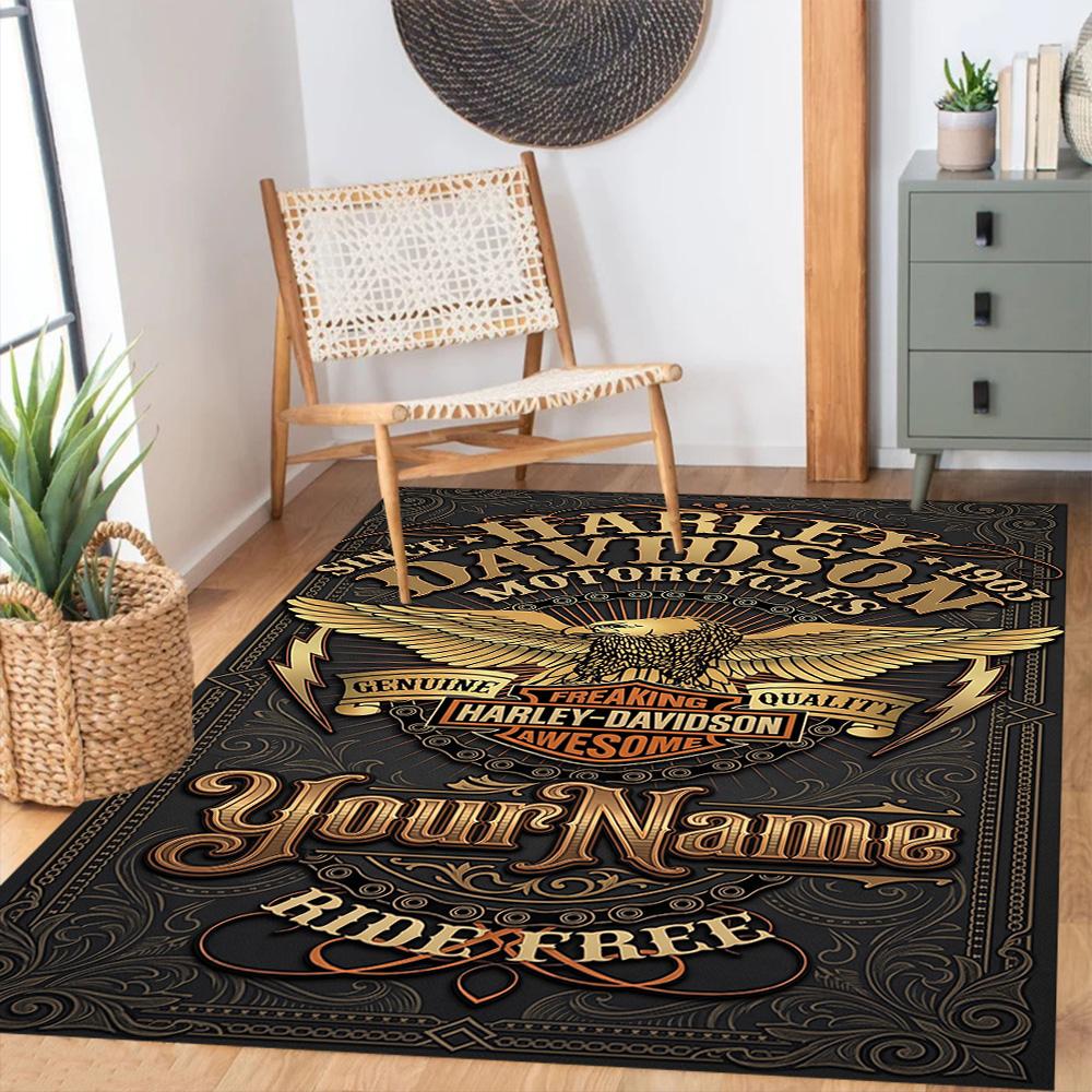 Harley-davidson Motorcycles Customize Your Name Floor Mat Perfect for Outdoor Dining Room Entryway Kitchen Antislip Carpet Anime Office Decor