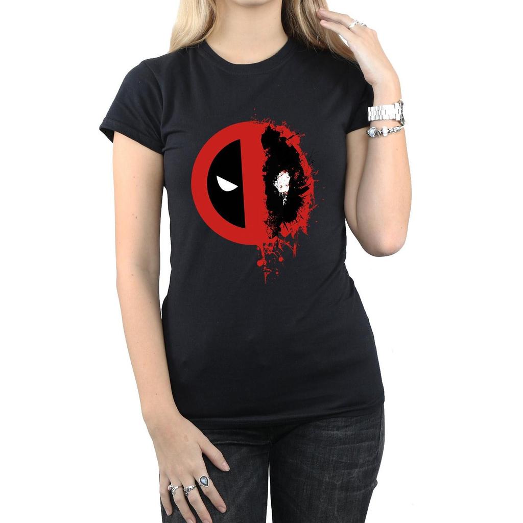 Marvel Damen/Damen Deadpool Split Splat Logo Baumwoll-T-Shirt