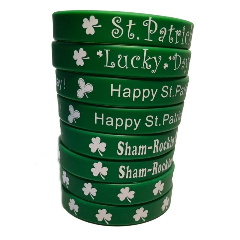 10 stuks Sint Patrick's Dag Siliconen Armband Vakantie Festival Cadeau voor Kind Kinderen Podiumoptreden Cadeau Geschenken