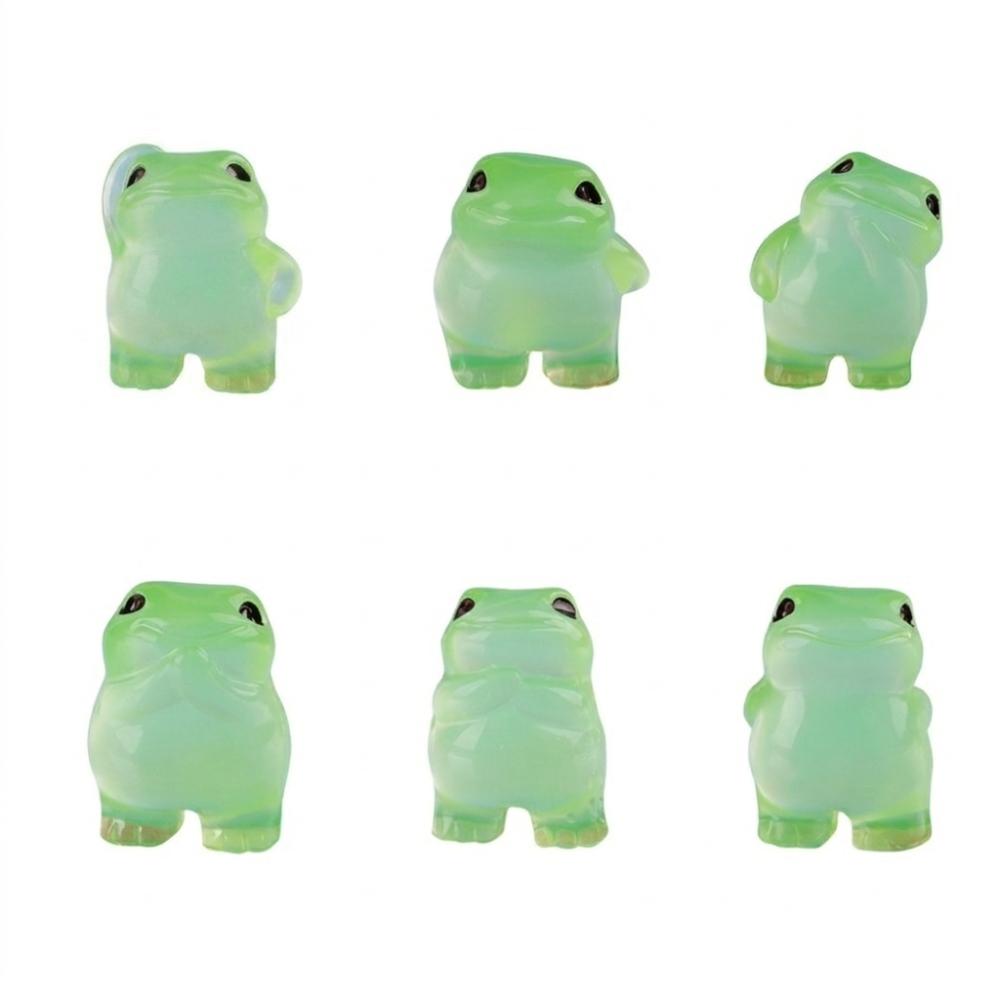 6PCS Cute Luminous Frog Figurines Glow At Dark Frog Decoration Mini Frog Statues Office Decor