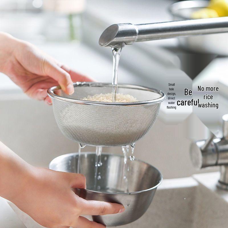 316 Stainless Steel Kitchen Colander Set - 2-Piece for Washing Vegetables, Fine Mesh Strainer for Draining, Rinsing, and Filtering Rice.