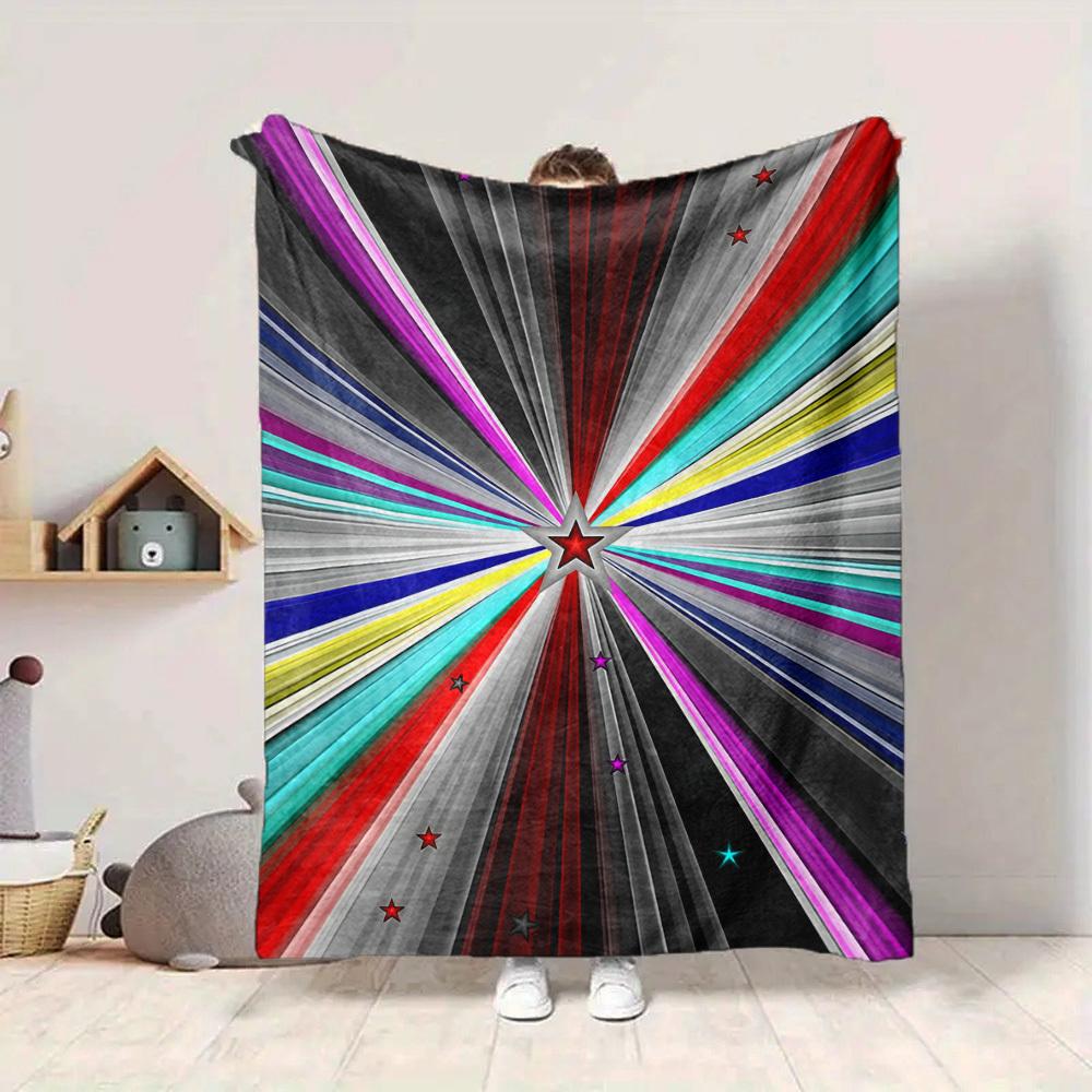 1pc Starburst Spectrum Blanket, Lightweight Flannel Throw Blanket for Sofa, Bed, Travel, Camping, Living Room, Office, Couch, Chair, and Bed