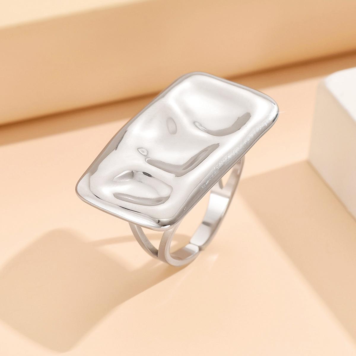 Retro Baroque Geometric 18K Gold-Plated Stainless Steel Ring