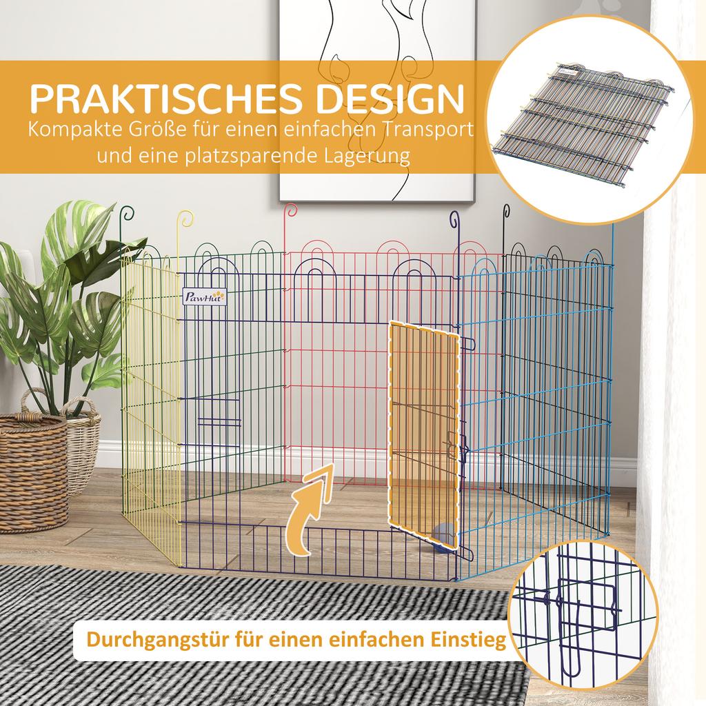 Pet Playpen Crate, with Six Panels, Door, for Indoors and Outdoors