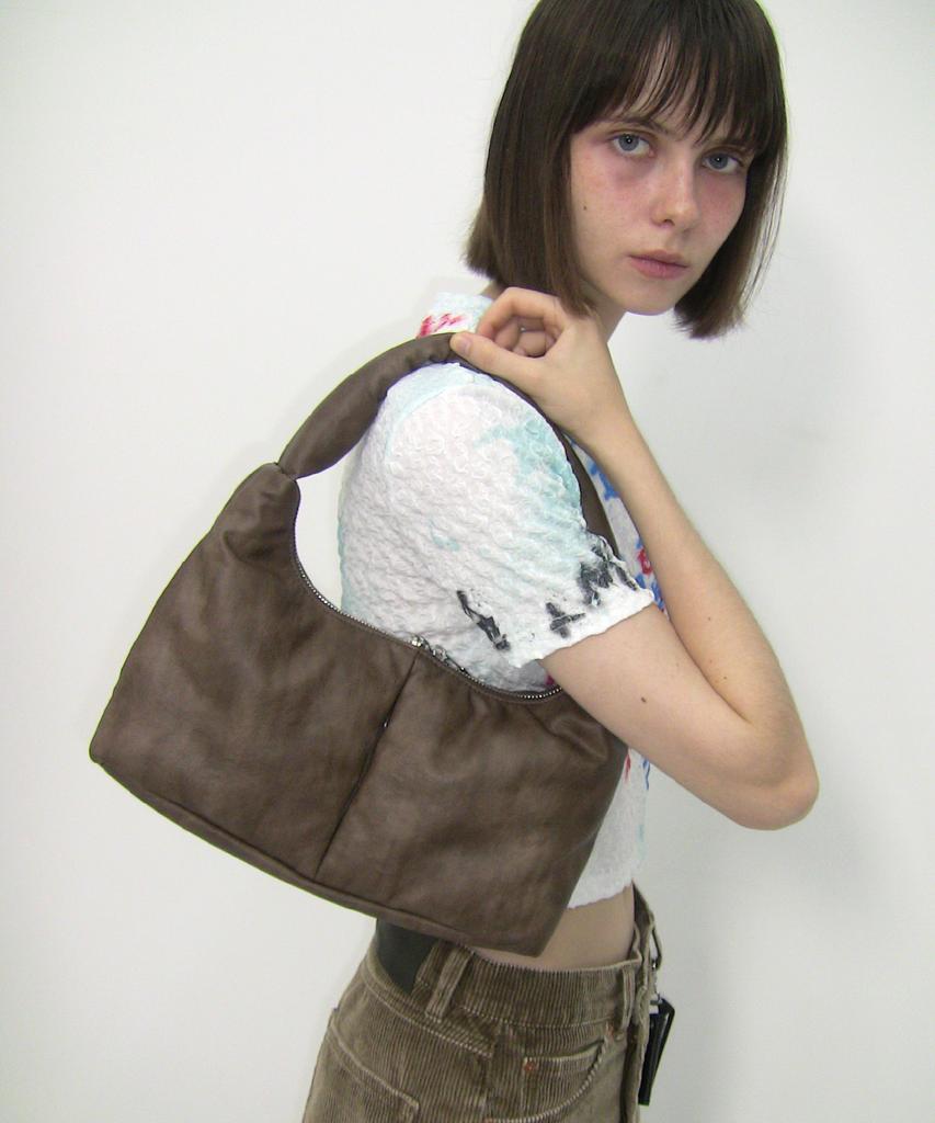 Fillintheblank Soft Basket Hobo Bag (S)(Brown)