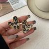 Fashion Vintage Maillard Sexy Leopard Print Love Heart Shaped Earrings for Women Design Simple Peach Heart Jewelry Birthday Gift