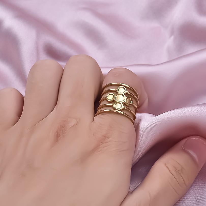 6pcs/lot Gold Plated Stainless Steel Base Rings Settings DIY Blank Knuckle Rings for Women Jewelry Charms Never Fade Wholesale