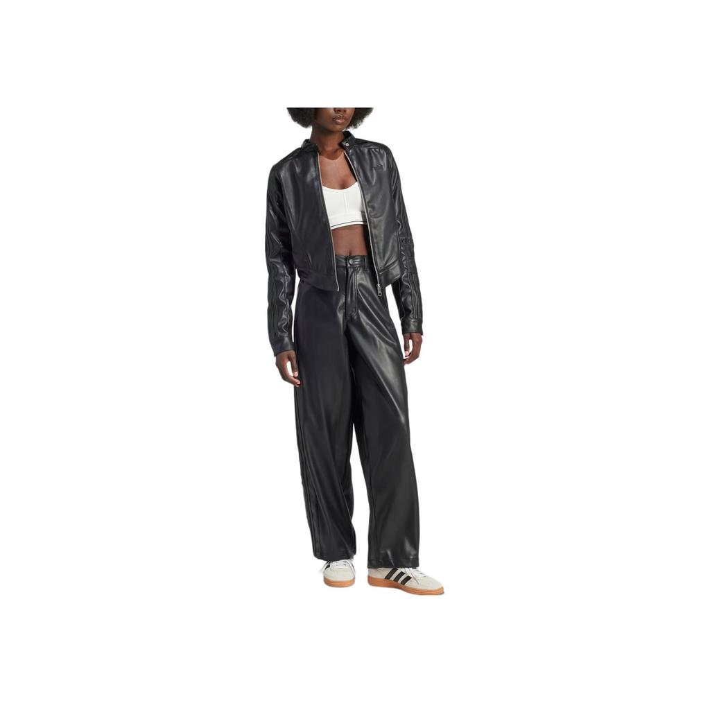 adidas Originals Adibreak Premium Pleather Track Top Fashion Casual Sports Slim Jacket Women Jackets Black IW3428