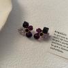 Resin Oil Painting Style Advanced Sense Light Luxury Temperament Stud Earrings Retro Maple Rhyme Purple Flower Zircon Versatile Earrings