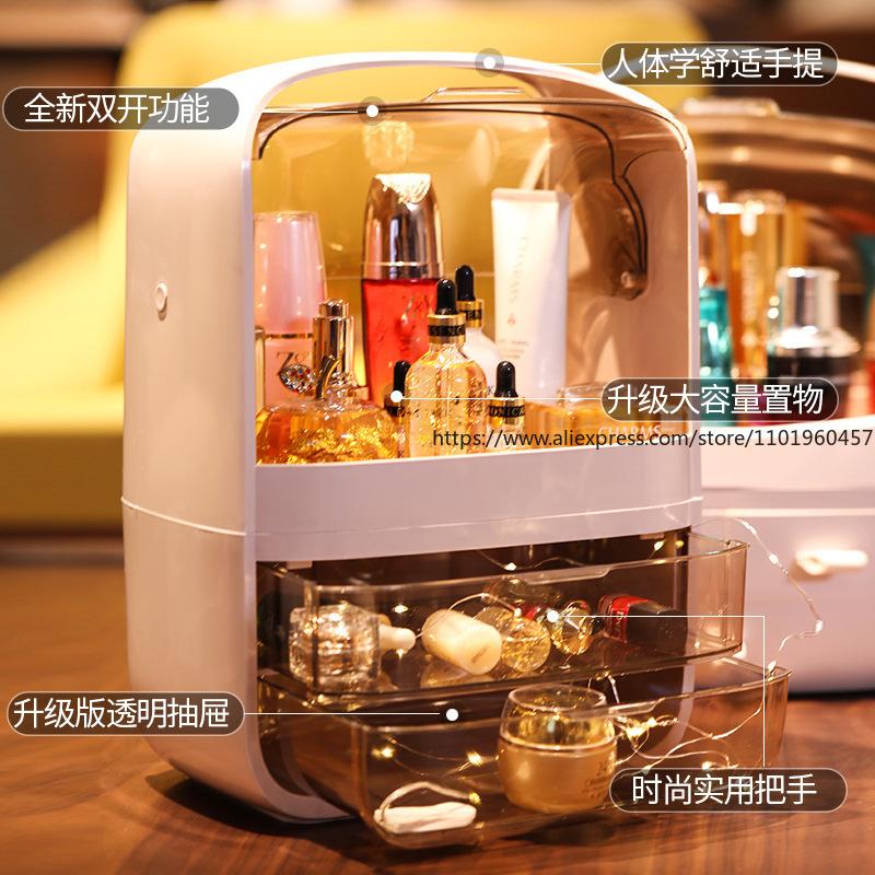 Minimalist Viral Cosmetic Storage Box Large Capacity Dustproof Organizer for Lipstick Skincare Desktop Vanity Use