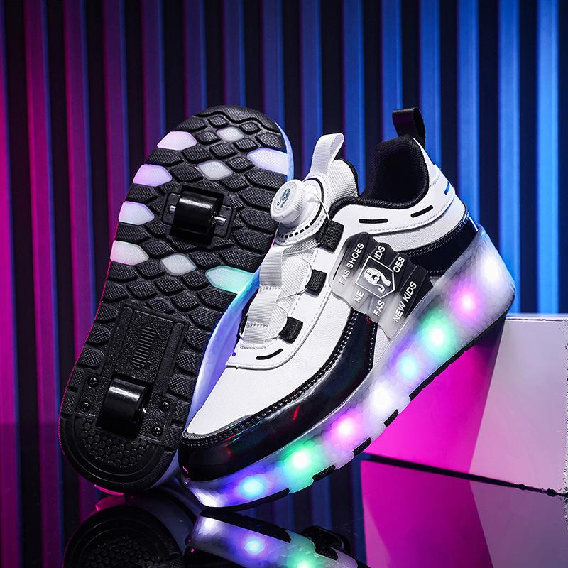 Children's runaway shoes double wheel girls breathable luminous shoes charging outdoor transportation