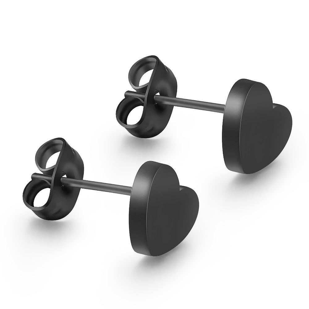 304 Stainless Steel Heart Stud Earrings with Laser Logo – Korean Style for Women
