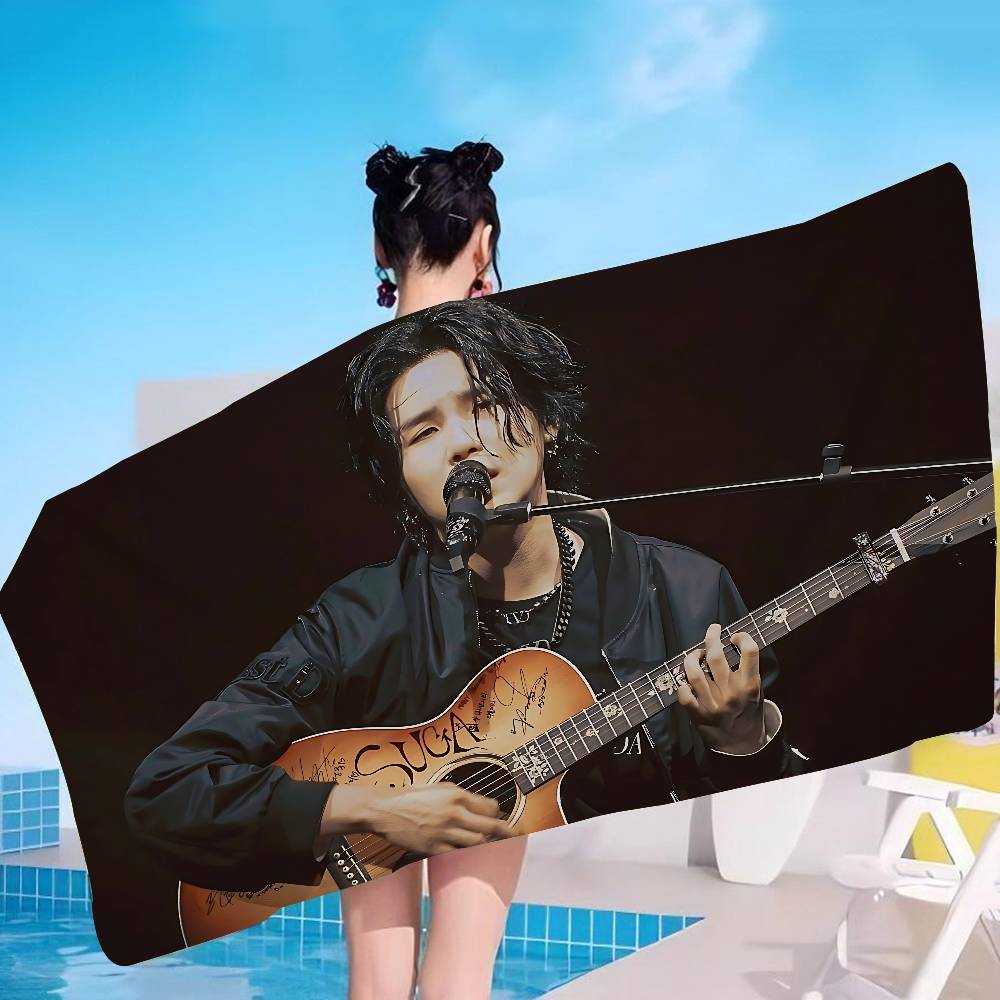 S-Suga Kpop A-Agust D Microfiber Printed Beach Towel Mountain Climbing Yoga Beach Swimming Running Absorbent Soft Towel