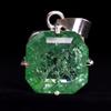 925 Sterling Silver CERTIFIED 49Ct Natural Green Emerald Square Pendant For Gift MY.PD-156-NS