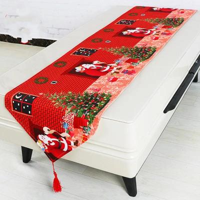 Christmas Holiday Santa Claus Tablecloth Embroidered Table Runner  Kitchen Dinner Table Cloth Two Size for You