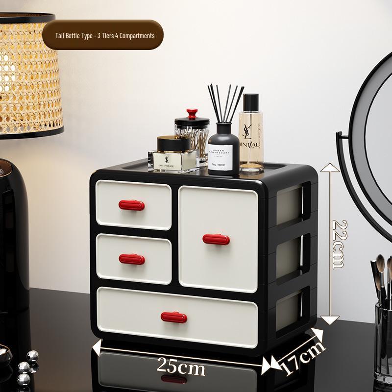 Retro-Style Plastic Cosmetic Storage Cabinet with Drawers