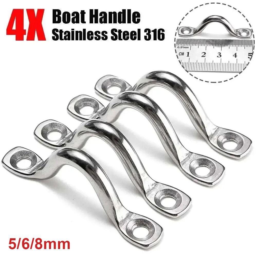 4Pcs 5/6/8mm Wire Eye Straps 316 Stainless Steel Deck Loop Canopy Engines Accessories