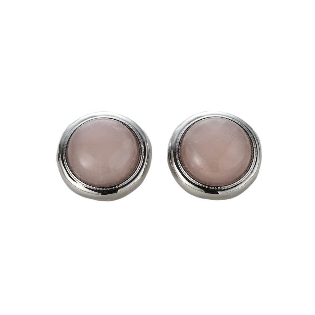 Spring And Summer Inlaid Natural Powder Spar Earrings, Simple Retro Versatile High-End Temperament Earrings, Earrings.