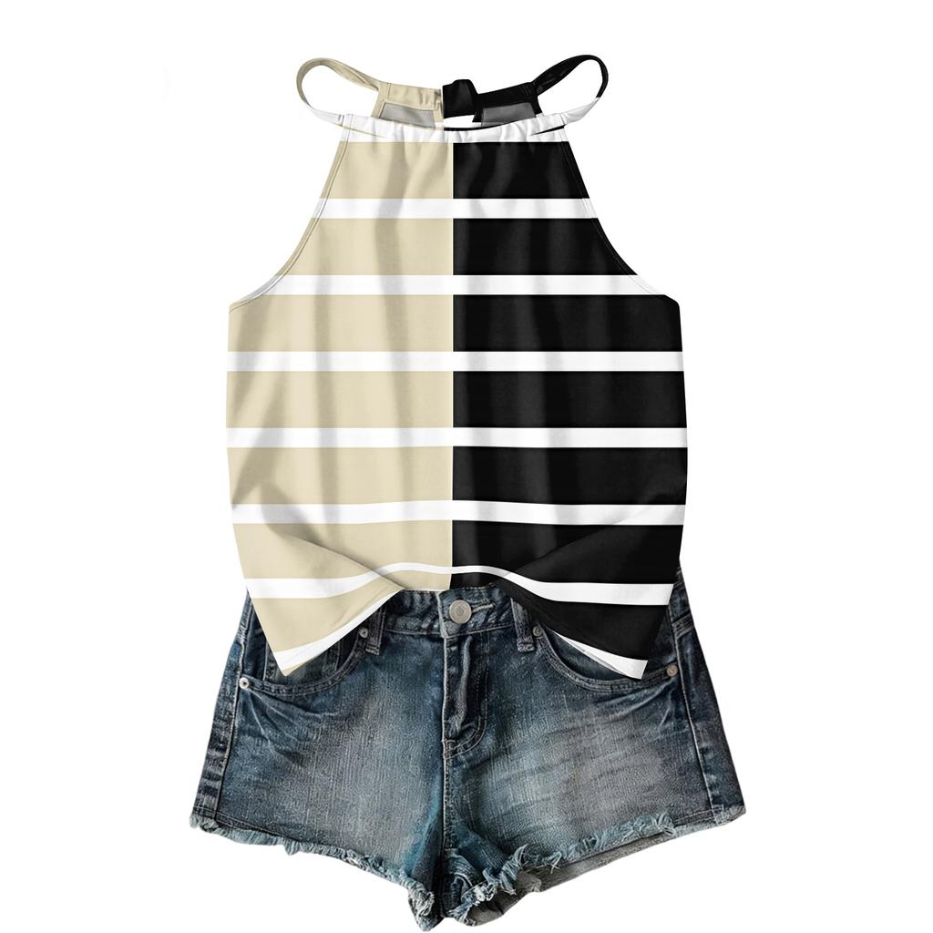 Women Geometric Print Bohemian Style Sleeveless Neck Tank Top Loose Fit Summer Blouse for Outdoor and Daily Wear