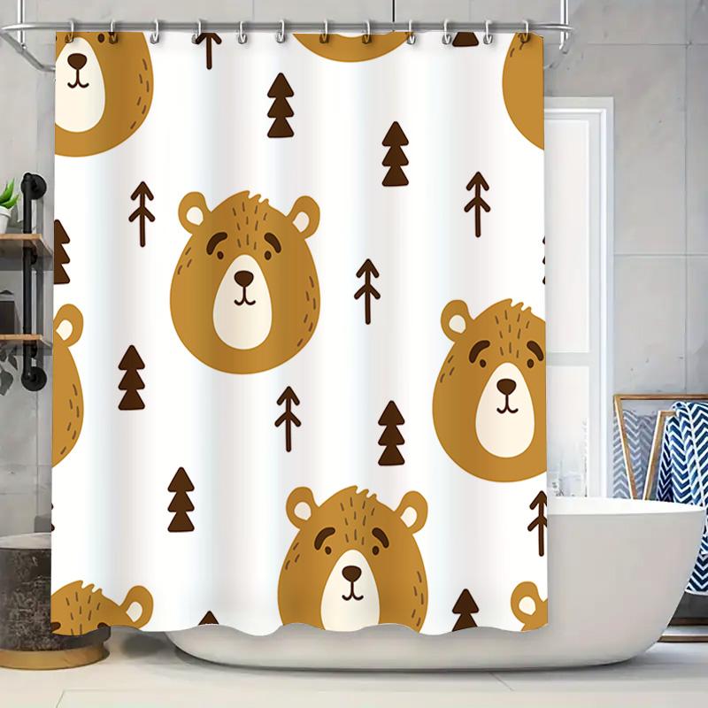 

Outdoor Shower Curtain Decor With Cartoon Bears Waterproof Bathroom Accessories For Kids Room Decoration! W60H190(CM)-1 Pcs