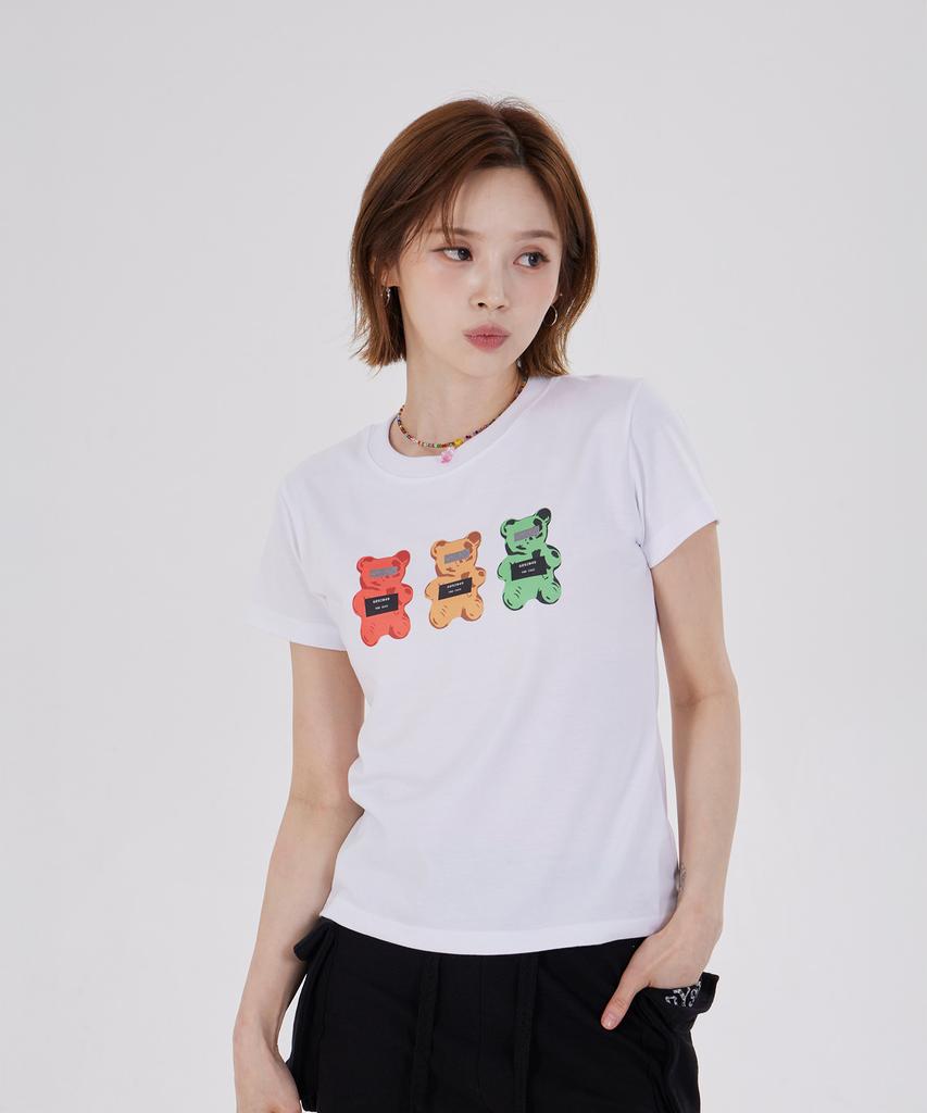 DYSFUNCT Criminals Bear Slim Fit T-Shirt(White)