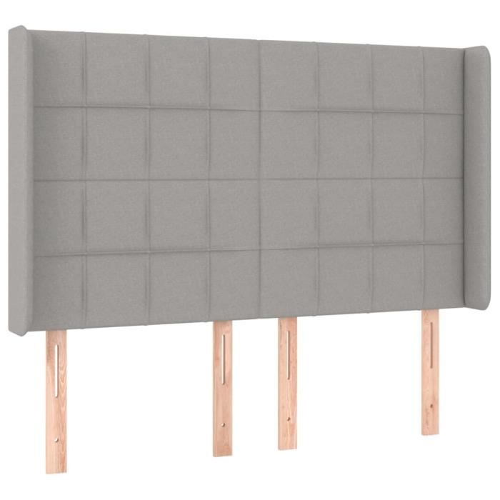 VidaXL Tête de lit avec oreilles Gris clair 147x16x118-128 cm Tissu3119578
