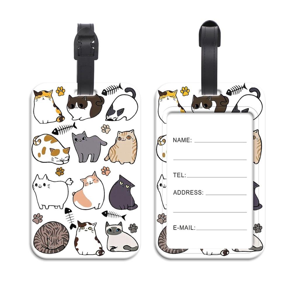 

Anti-Lost Listing Plastics Baggage Tag Hang Rope Cute Cats ID Card Holder Artistic Suitcase Backpack Card Sleeve