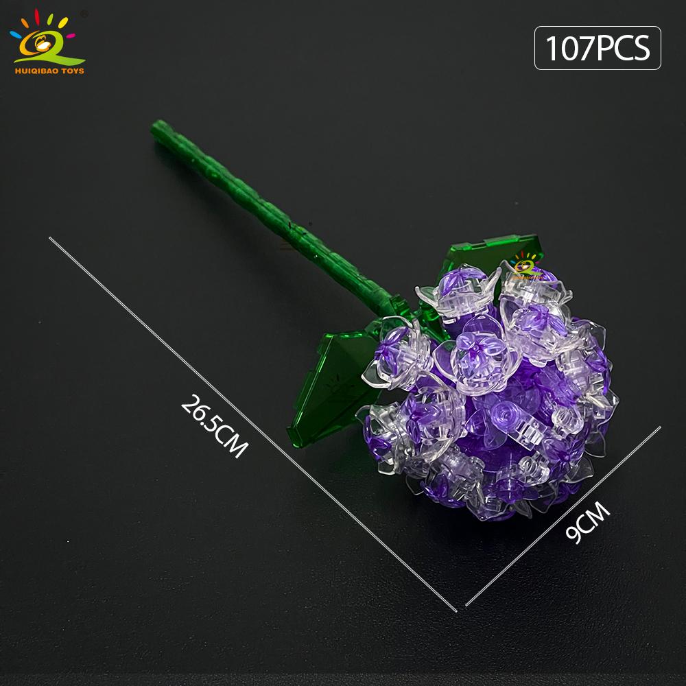 HUIQIBAO MOC Model Květiny Růže Hortenzie Stavební Kostky DIY Věčná Kytice Kostky Stavebnice Hračka Pro Děti Dívka Domácí Dekorace