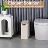 A Bamboo Toilet Paper Holder in A Bohemian Style Featuring A Storage Basket,Versatile Collapsible Basket Can Be Used for Laundry