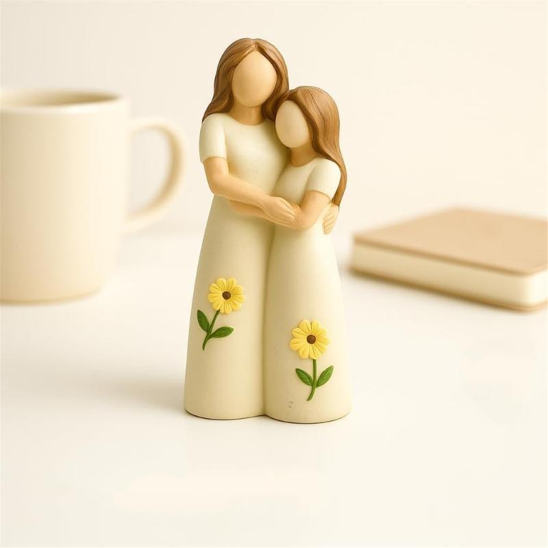 Mother Daughter Figurines Mother Daughter Hugging Statues for Bedroom Desktop Shelf Decors Mother Day Birthday Gift