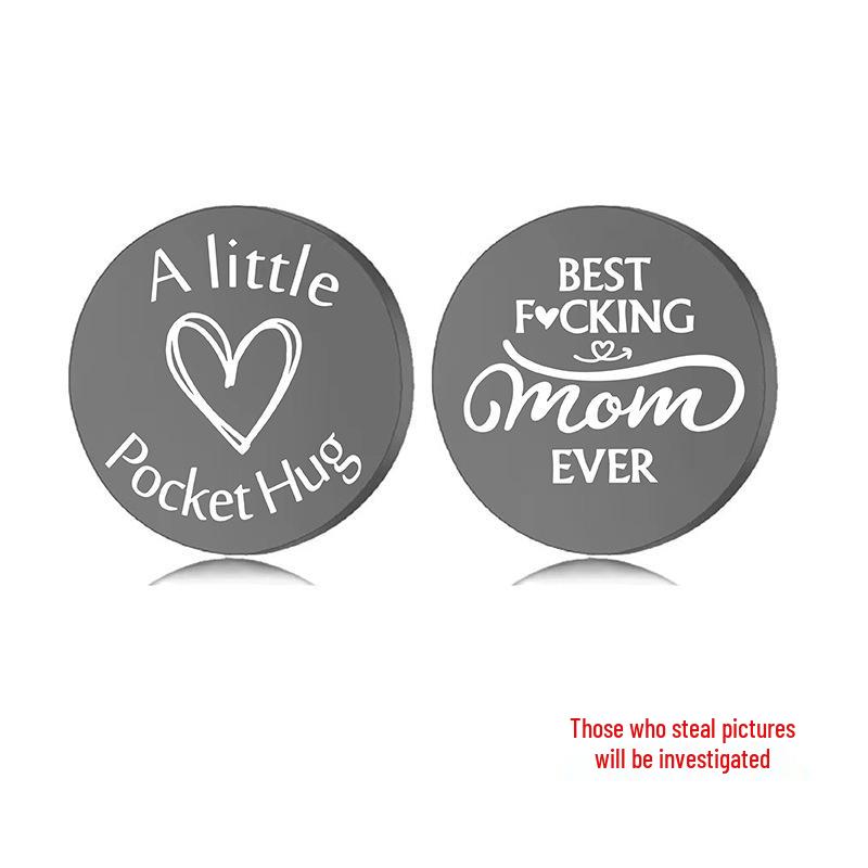 Lucky Charm Motivational Coin: Engravable Stainless Steel Couple & Family Gift Ornament.