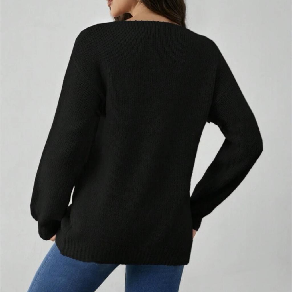 Autumn and Winter Women's Clothing, Casual, Loose Fitting, Cardigan, Tie Up, Solid Color Sweater