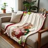 Vintage Stripe Xmas Bear Cartoon Anime Print Flannel Blanket Soft Warm Throw for Kids Bedroom Sofa Christmas Office Car