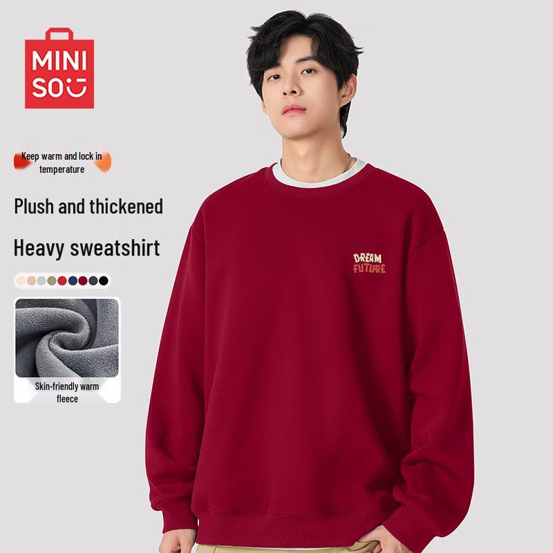MINISO Men's Fleece-Lined Crew Neck Sweatshirt