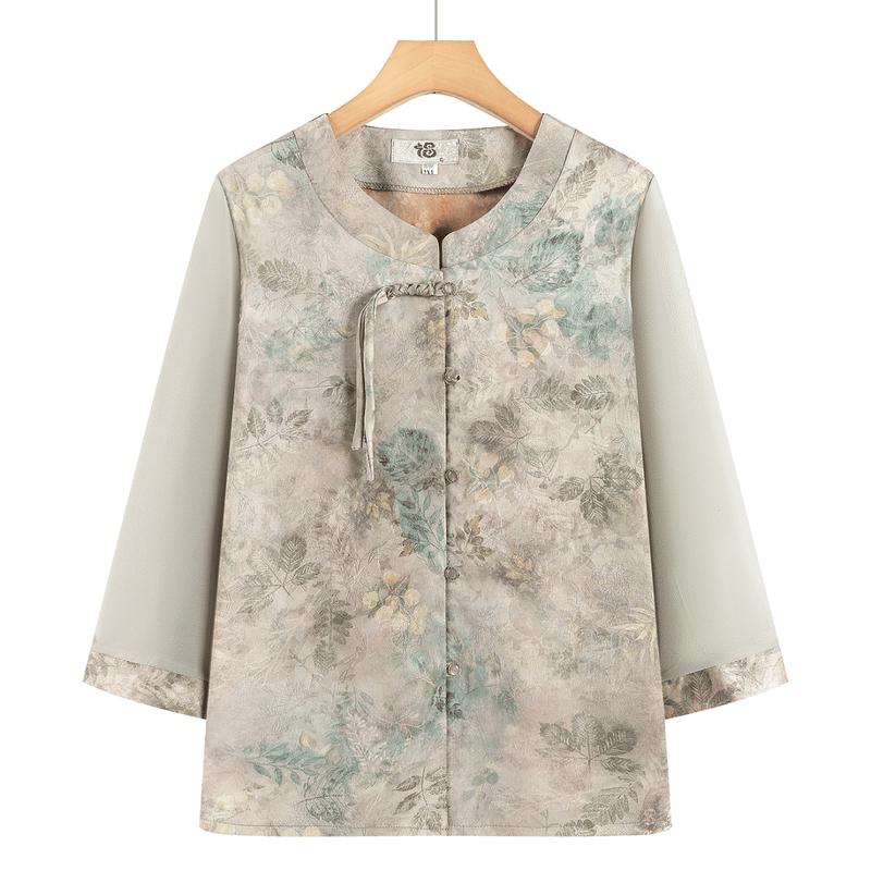 New Chinese Style Floral Print Summer Shirt 2XL