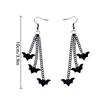 Skull Black Chain Earrings Halloween Ear Drop Earrings Stud Halloween Costume Accessories Hip Hop Ear Piercing Jewelry