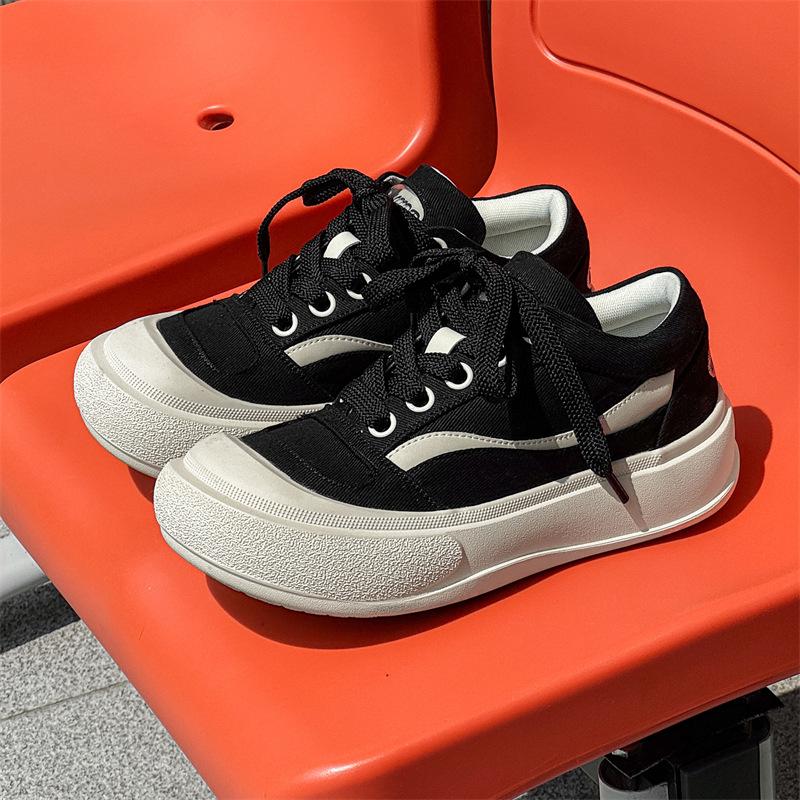 Gulinaza ugly cute crooked big head shoes thick sole heightening casual niche couple board shoes