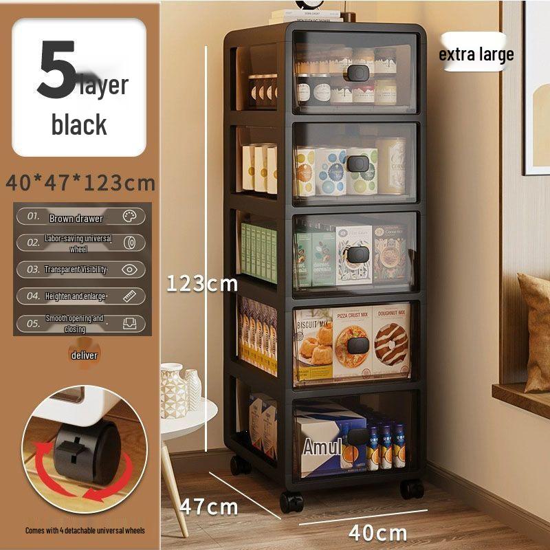 Multi-Layer Floor-Standing Storage Cabinet for Living Room: Drawer, Snack, and Clothes Organizer