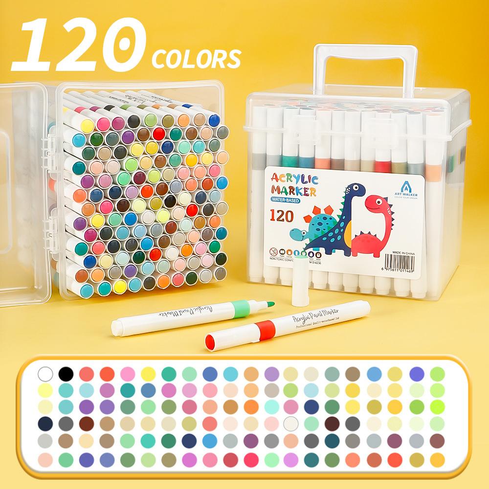 24-120 Colors Art Markers Quick-Drying Waterproof for Painting Wood Glass DIY CD Paper Kids Gift Art Stationery School Supplies