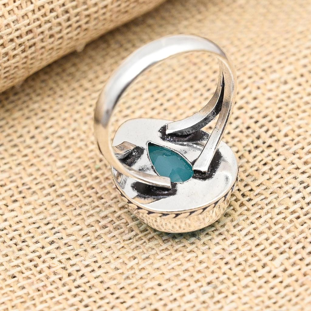 Blue Chalcedony Gemstone Handmade 925 Sterling Silver Ring Jewelry For Love