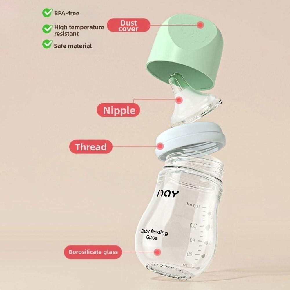 Anti-flatulence Newborn Feeding Bottle Glass Infant Milk Bottle Easy Clean Baby Drinking Cup  Gift