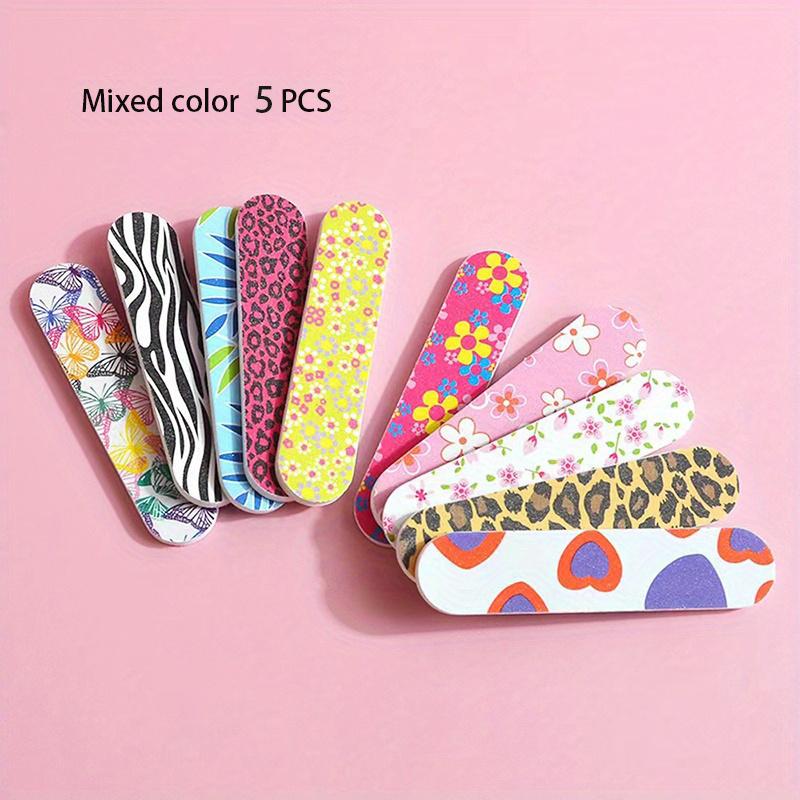 5Pcs Nail Files Double Sided Boards Mini Fingernail Files Colorful Manicure Pedicure Tool