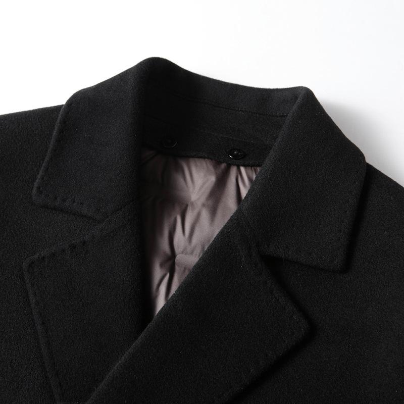 Autumn and Winter Double-breasted Cashmere Trench Coat, Take-off Goose Down Liner, Youth Business Double-sided Woolen Warm Jacket