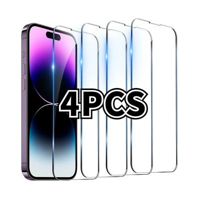 4PCS High Clear Tempered Glass For IPhone 14 13 15 12 11 Pro Max Screen Protector For IPhone 7  8Plus X XR XS Max Glass