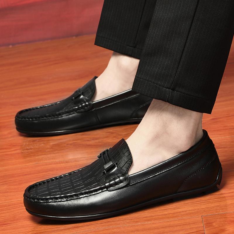 Spring New Casual Loafers Mens Genuine Leather Luxury Designer Shoes Mens Slip-on Italian Handmade Shoes Formal Business Shoes