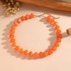 Colorful Chunky Acrylic Round Beaded Choker Necklace for Women Fashion Statement Adjustable Collar Bohemia Summer Jewelry Gift