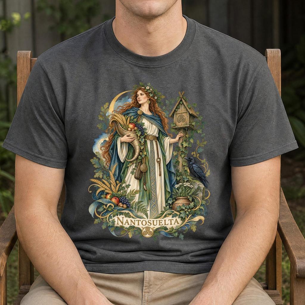 Tarot Nantosuelta Shirt - Front or Back Print - Gaulish and Continental Celtic Deities Gift