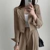 Women's Khaki Summer Suit Set: High Waist, Slimming Straight-Leg Pants, Professional Slim Fit, Versatile Temperament